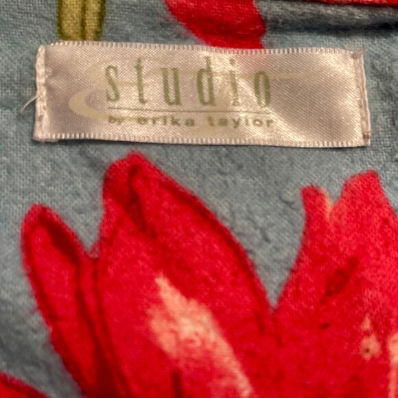 Studio 2-Piece Pajama Sleepwear Set Womens Sz M Pink & Blue Retro Floral A0031 - Picture 8 of 13